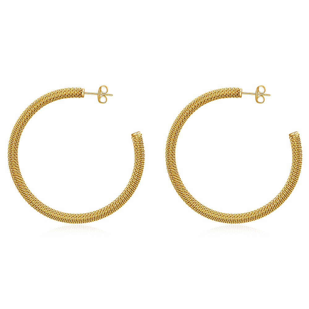 Wholesale Titanium Steel Circular Mesh 5mm Open Stainless Steel Earrings
